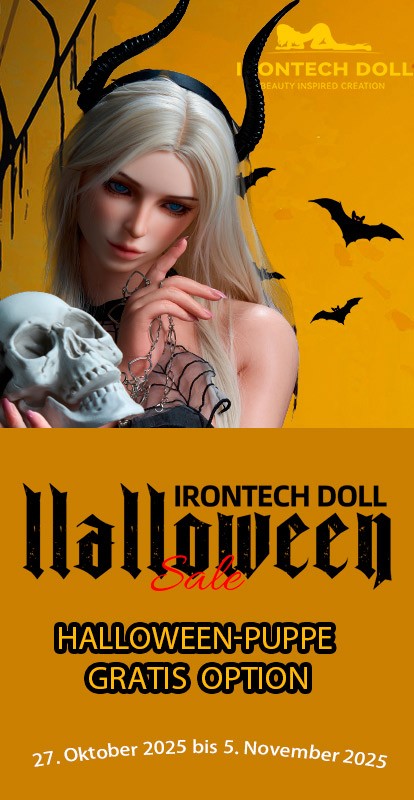 Halloween steht vor der Tür! Schauen Sie sich den Halloween-Sale von Irontech Doll an! Vom 27. Oktober bis zum 5. November 2025 profitieren Sie von unseren zeitlich begrenzten Angeboten für Silikon- und TPE-Puppen.
