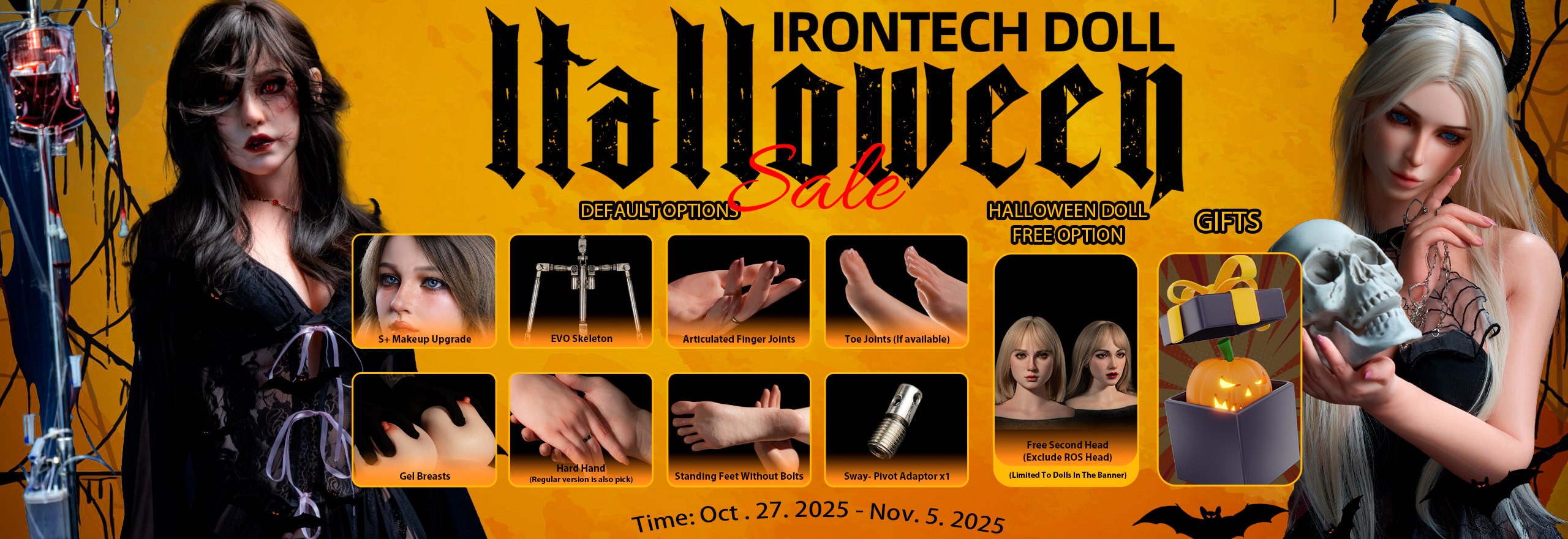 Halloween is coming! Pls check Irontech Doll Halloween Sale! From October 27 to November 5, 2025, enjoy our limited-time offers on both Silicone and TPE dolls.