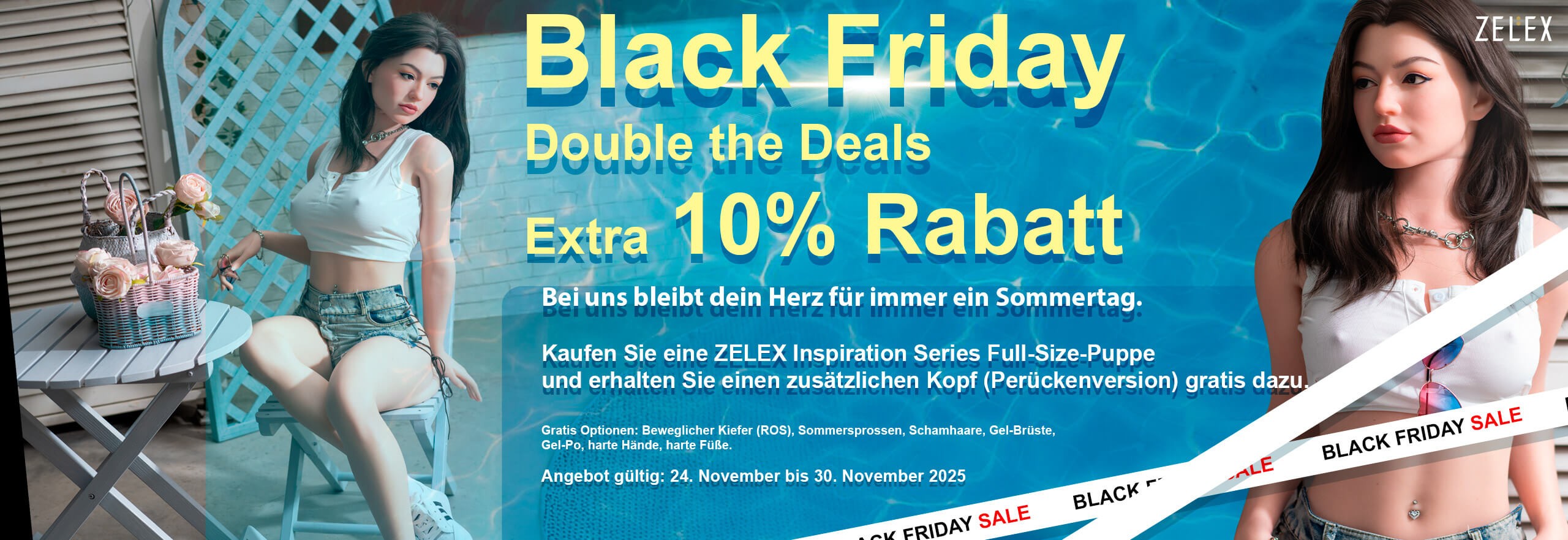 Zelex Black Friday Aktion 2025 - Alle ZELEX-Produkte sind von dem Rabatt von 10 % betroffen, einschließlich der Serien Fusion, Inspiration, SLE, Einzelköpfe und Einzelgehäuse.